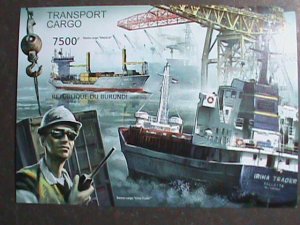 ​BURUNDI STAMP 2012 SC#1264A-TRANSPORTATION WITH CARGO SHIPS-IMPERF-MNH S/S-VF