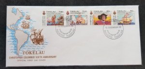 *FREE SHIP Tokelau 500th Anniv Christopher Columbus 1992 Sailing Boat Map (FDC)