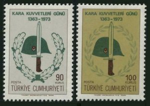 Turkey 1939-1940,MNH.Mi 2284-2285. Army Day,1973.Helmet,Sword and Oak Leaves.