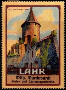 Vintage Germany Poster Stamp Storchenturm Castle in Lahr, Germany