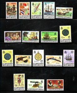 St. Kitts-Nevis-Sc#206-22- id7-unused NH definitive set-Ships-Pirates-1970-