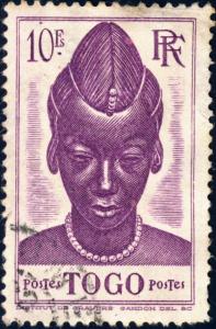 TOGO - 1941 -Yv.206 / Mi.154 10fr lilas - Oblitéré (petits défauts)