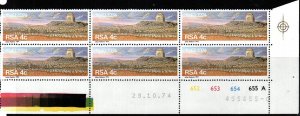 SOUTH AFRICA SG374 1974 25TH ANNIV OF VOORTREKKER MONUMENT BLOCK OF 6 MNH