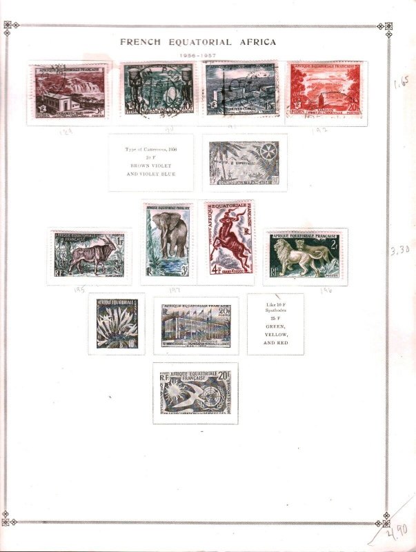 Collection French Equatorial Africa Scott Pages, 1937/1957, Cat $27 Mint & Used
