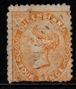 QUEENSLAND SG141 1879 4d ORANGE-YELLOW USED