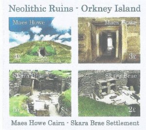 ORKNEY ISLANDS  - 2014 -  Neolithic Ruins-Imperf 4v Sheet - M N H- Private Issue