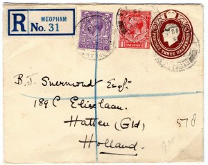 GB Kent Cover *MEOPHAM* Registered Netherlands 1933 {samwells-covers} 67.5