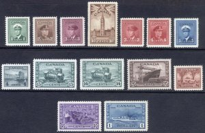 Canada 1942 1c-$1 War Effort SG 375-388 Scott 249-262 UMM/MNH Cat £150($200)+