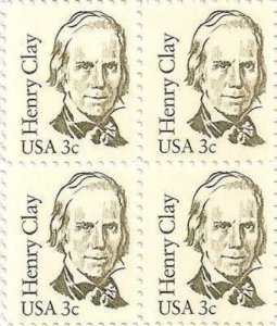 US 1846 Great Americans Henry Clay 3c block (4 stamps) MNH 1983 