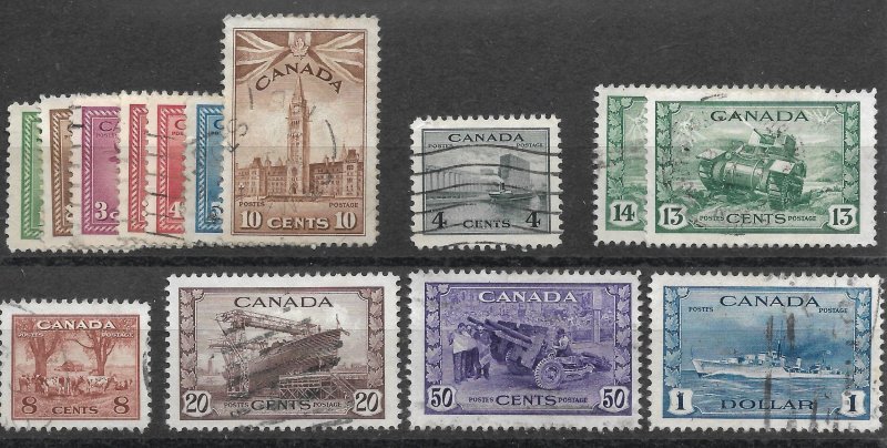 Doyle's_Stamps: Used WWII Era Canadian Postage Set Scott #249 to #262