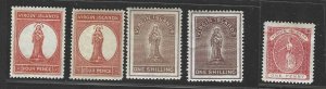 VIRGIN ISLANDS 1887-1889 S.G. 32, 36-37, 40-41 MINT HINGED V.F.