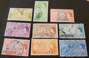 Bermuda, 1953-58, Short Set, 143-45,149,152-3,155, 157-8 ,QE II , used ,SCV$4.70