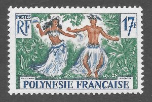 French Polynesia Scott 194 Unused HOG - 1960 17fr Tahitian Dancers - SCV $6.00