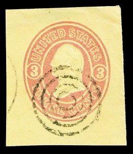 Scott U35 3c Cut Square Used VF Cat $32.50
