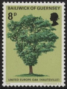 Guernsey 125 (mnh) 8p oak tree planted by Victor Hugo (1975)