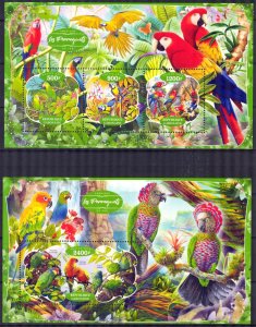 Gabon 2020 Birds Parrots (I) Sheet + S/S MNH