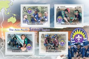 SOLOMON IS.- 2013 - Scouts of the Solomons - Perf 4v Sheet - Mint Never Hinged