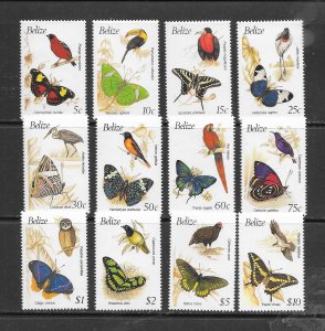 BIRDS - BELIZE #932-43 BIRDS & BUTTERFLIES MNH