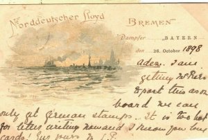 Germany Card Maritime NORDDEUTSCHER LLOYD PPC ADEN 1898 {samwells-covers} 30.18