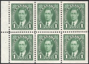 Canada SC#231b 1¢ King George VI Booklet Pane (1937) MHR