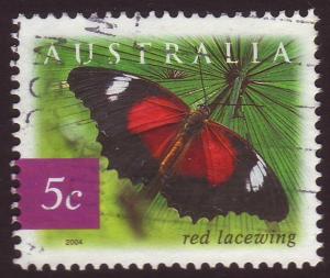 Australia 2004 Sc#2235 5c Red Lacewing Butterfly, Wildlife USED.