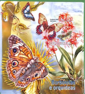 A2248 -MOZAMBIQUE - ERROR: MISPERF Souvenir s -2013 Butterflies, Orchids Flowers