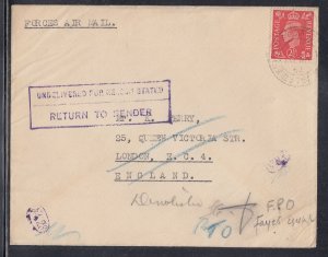 Great Britain - Nov 19, 1952 Forces  Cover Returned to Sender