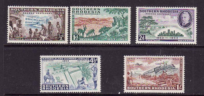 Southern Rhodesia-Sc#74-8-unused light hinged set-Local Scenes-1953-