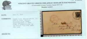 Canada #16 Used On Grand Trunk Railway Cover To Long Island NY **With Cert.**