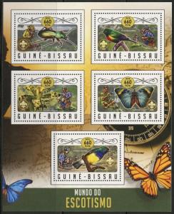 GUINEA BISSAU 2016 WORLD OF SCOUTING BIRDS, INSECTS  & BUTTERFLIES SHEET MINT