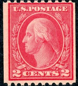 #488 – 1914 2c Washington, carmine, coil.  MNH OG