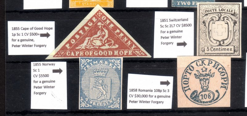 World's Most Valuable stamps, Peter Winter Forgeries, Good Quality, Check photos