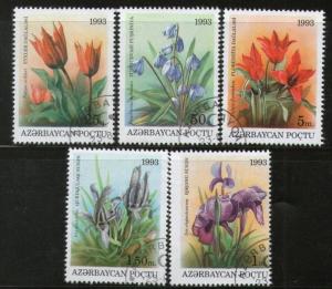 Azerbaijan 1993 Flowers Tree Plant Flora Sc 379-83 5v set Cancelled