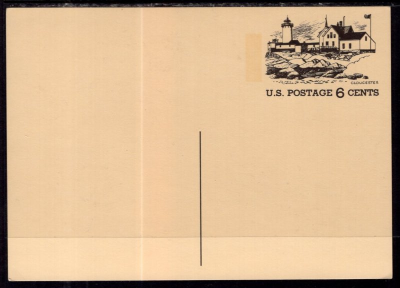 US UX63 Gloucester Lighthouse Postal Stationary Postal Card Unused