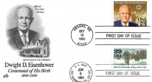 1990 FDC, #2513, 25c Dwight D. Eisenhower, Art Craft