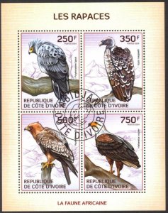 Ivory Coast 2014 Birds Of Prey Sheet Used / CTO