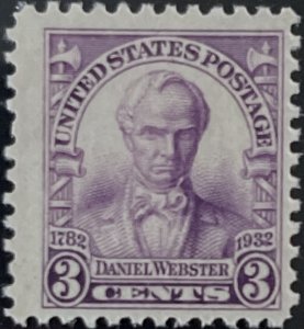Scott #725 1932 3¢ Daniel Webster MNH OG