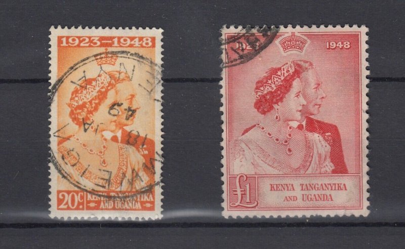 Kenya Uganda and Tanganyika KGVI 1948 Silver Wedding Set SG157/158 VFU JK5407