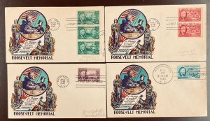 930-933 Staehle Multi-color cachets 4 FDR FDCs 1945-1946