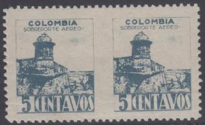 COLOMBIA 1945 Sc C134 PAIR, VERTICALLY IMPERF HINGED MINT F,VF 