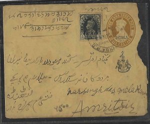 INDIA PATIALA   (P1309B)  1943   KGVI 3P PSE +3P  SENT TO AMRITSAR  