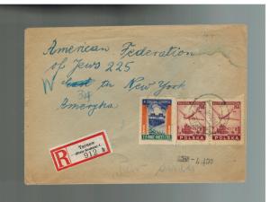 1946 Tarnow Poland Cover to American Federation of Jews