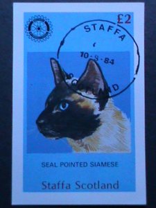 SCOTLAND-STAFFA-1984.SEAL POINTED SIAMESE CAT-WITH INTEL.ROTARY LOCAL-CTO S/S