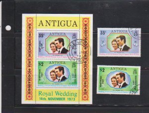 ANTIGUA    SCOTT # 321-322-322a Used   ROYAL WEDDING Princes Ann