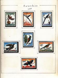 RWANDA 1967/73 Wildlife Art Birds M&U Collection Appx 70 (Au11030)