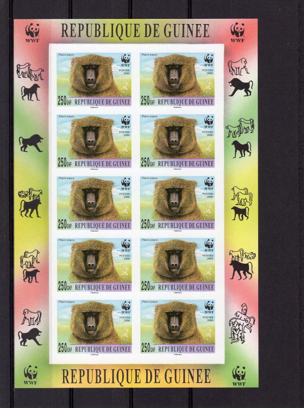 Guinea 2000 WWF Mangabey & Baboon 4 Sheetlets Imperforated  MNH #275