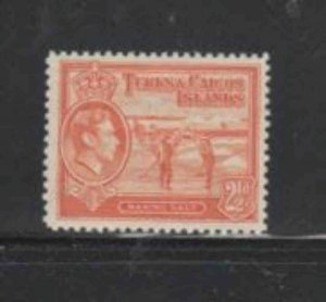 TURKS & CAICOS ISLANDS #83 1938 2 1/2p KING GEORGE VI MINT VF LH O.G aa