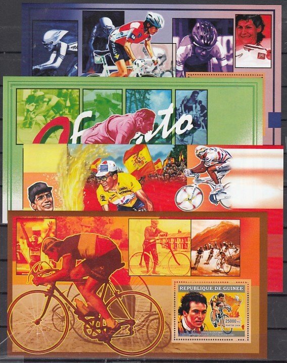 Guinea, 2006 Issue. Cyclists on 4 s/sheets.