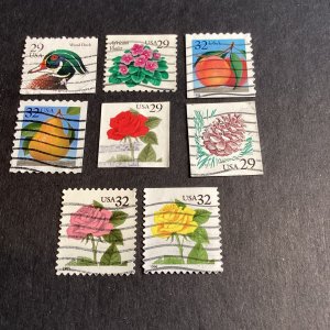 Scott#2484,86,87,88,90,91,92&3049-8 Stamps Flora&Fauna Series-MNH-1991-96-Used