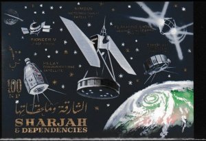 Sharjah # 48A, Space Research - Souvenir Sheet, Mint Hinged, thin, 1/3 Cat.